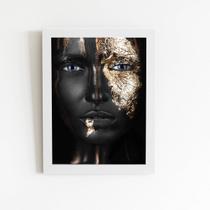 Mulher Preta Foto Dourada Quadro Moldura Branca 60x40cm Mulher Preta Foto Dourada Quadro Moldura Branca 60x40cm