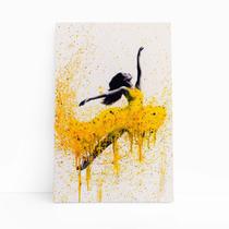 Mulher Vestido Amarelo Arte Abstrato Quadro Canvas 60x40cm