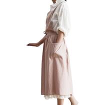 Mulheres Algodão Linho Cruz Cross Back Avental Trabalho Doméstico Japonês Ensaalho Florista Vestido Cozinha Cozinha Cozinha avental - Rosa Esfumaçado