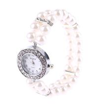 Mulheres assistem Simulado Pearl Rhinestone Luxury Fashion Elegante Pulseira pulseira pulseira joias presentes Lady Elastic Charms - Branco - Estilo 1