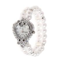 Mulheres assistem Simulado Pearl Rhinestone Luxury Fashion Elegante Pulseira pulseira pulseira joias presentes Lady Elastic Charms - Branco - Estilo 5