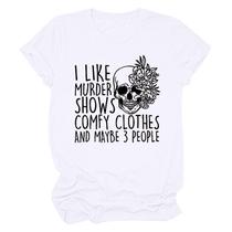 Mulheres Casual em torno do pescoço manga curta Carta Floral Crânio Impresso T-shirt Topo Mulheres Casual em torno do pescoço manga curta Carta Floral Crânio Impresso T-shirt Topo