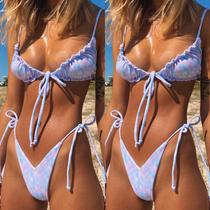 Mulheres com estampa tie-dye sexy biquíni push-up pad swimwear maiô conjunto de roupa de praia