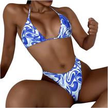 Mulheres com impressão de duas peças sexy biquíni push-up pad swimwear maiô conjunto de roupa de praia