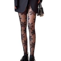 Mulheres Goth Punk Meia-calça grande flor padrão Lolita Sheer Meias Meias