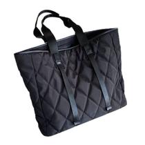 Mulheres Grande Capacidade Nylon Tote Bag Vintage Acolchoado Padrão Sólido De Cor Sólida Escritório de Trabalho Viagem Casual Ombro Bolsa - BK