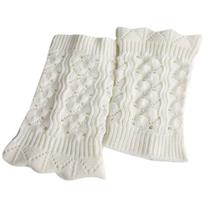 Mulheres Imitação Renda Perna Curta Aquecedores Vintage Hollow Out Crochet Wavy Trim Solid Color Solid Boot Cuffs Topper Spper Socks - White