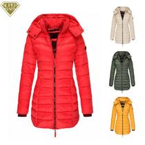 Mulheres jaqueta de algodão fina longa média aquecer a jaqueta de algodão-Re