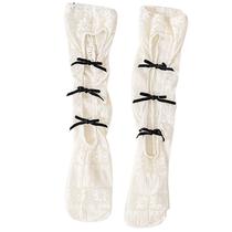 Mulheres Lolita Doce Floral Lace Socks Hollow Out Front Kawaii Bow Hosiery - Cor