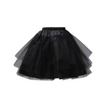 Mulheres Meninas Camadas Duplas Cor Sólida Tânguas Desaúda Elástica Cintura A Linha Malha Malha Crinolines Para Vestido de Noiva - Preto