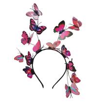 Mulheres Meninas Floresta Fascinador Bandana Colorida Borboletas Flutter Inseto Wild Hair Hoop Woodland Foto Headpiece - Preto