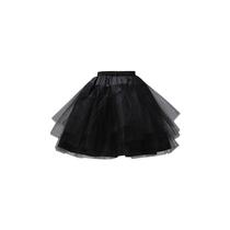 Mulheres Meninas Solid Color Ballet Tulle Curto Crinoline Petticoat Multi Layered Ball Gown Lolita Underskirt Cintura Elástica Com Cordão Ajustável - Preto