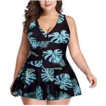 Mulheres Plus Size Fashion Sexy Print Swimsuit Dress Set Terno de duas peças