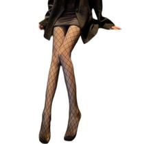 Mulheres Sexy Black Fishnet Tights Gótico Rhombus Mesh Meias de meia-calça