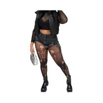 Mulheres sexy collants fishnet meias estampadas coxa-alta meias pretas rendas leggings meia-calça