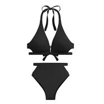 Mulheres Sexy Solid Bandage Split Bikini Backless Swimwear Swimsuit Terno de duas peças