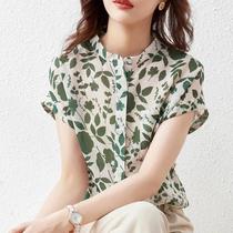 Mulheres verão estilo blusas topos senhora casual manga curta gola flor impressa blusas