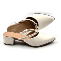 Mulle Salto 2 em 1 Feminino Sandália Tornozeleira Fashion Tamanco Bico Fino