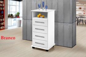 Multi Balcao Gaveteiro Comôda 04 Gavetas Havaí Branco Rodízi