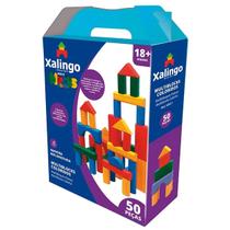 Multi blocks coloridos em madeira com 50 peças - xalingo - 52821