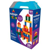 Multi blocks coloridos em madeira com 50 peças - xalingo - 52821 Multi blocks coloridos em madeira com 50 peças - xalingo - 52821