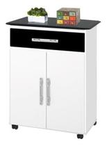 Multi Buffet aparador Balcão Pará retrô 3 gavetas alto cor Branco brilho