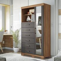 Multi-cômoda 1 Porta 6 Gavetas Marabá com Espelho e Pés