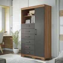 Multi-Cômoda 1 Porta 6 Gavetas Marabá com Pés