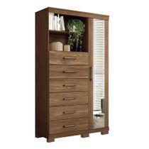 Multi-Cômoda Marabá 1.6 1 Porta e 6 Gavetas com Pés e Espelho - Santos Andirá