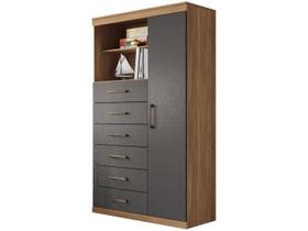 Multi Comoda Maraba 1 Porta 6 Gavetas Jatoba Grafite Santos Andira