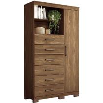 Multi Cômoda Marbella 1 Porta 6 Gavetas Pés Jatobá