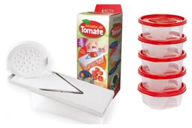 Multi Cortador Fatiador de Legumes tomate com 5 potes com tampa