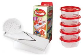 Multi Cortador Fatiador de Legumes tomate com 5 potes com tampa