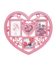 Multi Porta Retrato Coração Rosa 4 Fotos - Tudo em Caixa