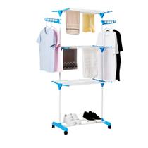 Multi varal de chão com bandejas e pés dobráveis 3 andares Com Cabideiro Cozinha Pendurador Roupas Lavanderia GLOBALMIX Branca