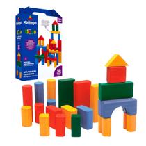 Multiblocks Colorido Brinquedo Educativo Blocos de Montar de Madeira Xalingo 18 meses
