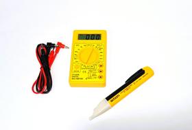 multímetro digital com bateria inclusa + caneta detectora de corrente elétrica - Goldencabo