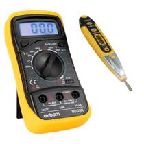 Multímetro Digital Profissional com Caneta Detectora de Voltagem e Corrente Alta Precisão, Display LCD Iluminado, Funç Multímetro Digital Profissional com Caneta Detectora de Voltagem e Corrente Alta Precisão, Display LCD Iluminado, Funç