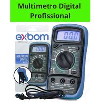 Multímetro Digital Profissional Portátil LCD com Cabo Exbom MD200L Azul