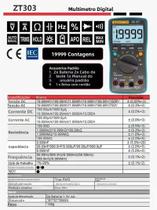 Multímetro Digital True RMS ZT 301 302 303 Com Seleção Automática De Faixa, Voltímetro, Amperímetro Multímetro Digital True RMS ZT 301 302 303 Com Seleção Automática De Faixa, Voltímetro, Amperímetro