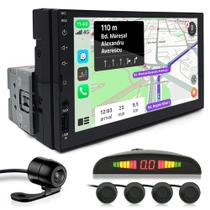 Multimídia 1 Din 7 Polegadas + Câmera + Sensor Ré Preto Fosco New Fit 2009 2010 2011 2012 2013 2014 Carplay