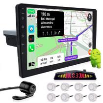 Multimídia 1 Din 9 Polegadas Android + Câmera Ré + Sensor 8 Pontos Branco Sonata 2010 2011 2012 2013 Android Auto