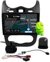 Multimidia 10" Android Sandero Logan 2012 a 2014 Comando Volante Android Auto CarPlay + Câmera de Ré