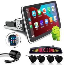 Multimídia 10 Polegadas Rotativo + Câmera + Sensor Ré Preto Fosco Chery Tiggo 2013 2014 2015 2016 Android Auto