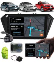 Multimídia 2 Din 9" Polegadas Android Gol Voyage Saveiro G7 G8 2017 Em Diante + Câmera de Ré + Interface Comando de Volante