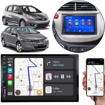Multimídia 7 Polegadas Fit 2004 A 2012 City 2009 A 2014 Android-Auto MP5 Bluetooth + Moldura