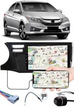 Multimídia 9" Polegadas Honda City 2015 à 2020 Espelhamento USB Bluetooth + Chicotes + Interface Volante + Moldura Painel + Câmera de Ré