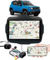 Multimídia 9" Polegadas Jeep Renegade Espelhamento USB Bluetooth + Moldura Painel + Interface Volante + Chicotes + Câmera de Ré