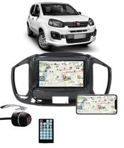 Multimídia Fiat Uno 2015 2016 2017 2018 2019 2020 2021 2022 Espelhamento Bluetooth USB SD Card + Moldura + Câmera Borboleta - E-Tech H-Tech