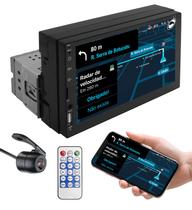 Multimídia H-tech HT-2730CA Carcaça 1 Din Tela 7" Android Auto Car Play + Câmera Ré